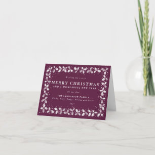 Tarjeta Festiva Borde personalizado de acebo Winterberry sin foto