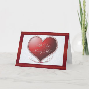 Tarjeta Festiva Borde satinado rojo ¿Te Casarás Con Mi Tarjeta?