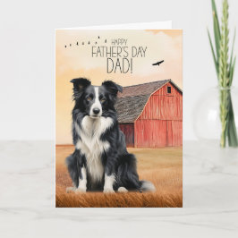 Tarjeta Festiva Border Collie Dog Red Barn Western Father's Day