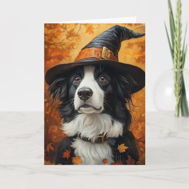 Tarjeta Festiva Border Collie Halloween (Anverso)