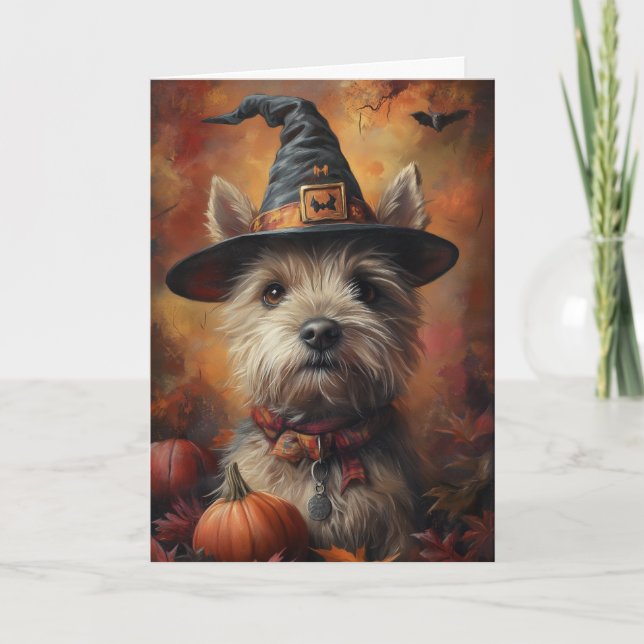 Tarjeta Festiva Border Terrier Halloween (Anverso)