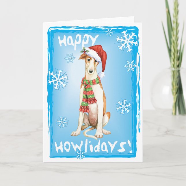 Tarjeta Festiva Borzoi feliz de Howliday (Anverso)