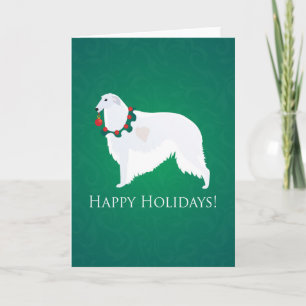 Tarjeta Festiva Borzoi Happy Holidays Design