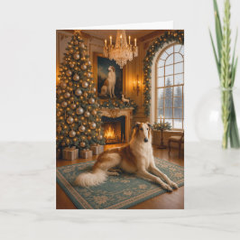 Tarjeta Festiva Borzoi Holiday Card