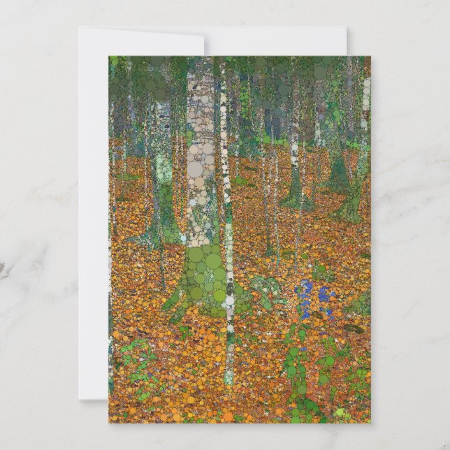 Tarjeta Festiva Bosque Birch por después de Gustav Klimt (Anverso)