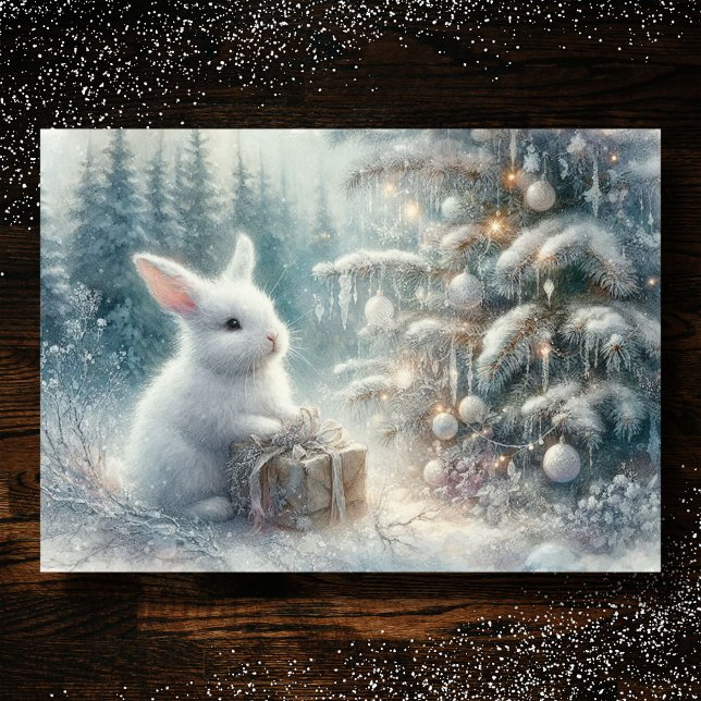 Tarjeta Festiva Bosque de invierno de nieve Bunny KJV Biblia contr (Subido por el creador)