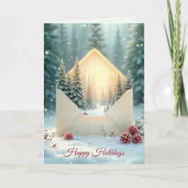 Tarjeta Festiva Bosque de Invierno Feliz de las Vacaciones