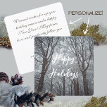 Tarjeta Festiva Bosque de Invierno Foggy<br><div class="desc">Experimente la maravilla y magia del invierno en sus manos con nuestras tarjetas de vacaciones con una impresionante foto de un bosque nublado y cargado de heladas con grandes árboles cubiertos de nieve blanca pura - una encarnación real del espíritu sereno del invierno. Haga que sus vacaciones sean especiales personalizando...</div>
