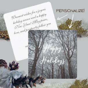 Tarjeta Festiva Bosque de Invierno Foggy