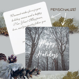 Tarjeta Festiva Bosque de Invierno Foggy