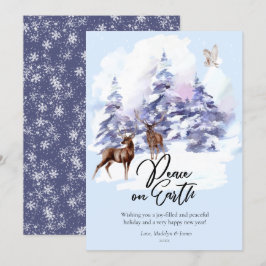 Tarjeta Festiva Bosque de madera acuarela Paz en la Tierra 