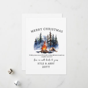 Tarjeta Festiva Bosque de Navidades de la Luna de Invierno Camping