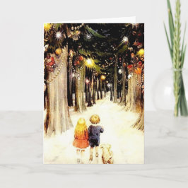 Tarjeta Festiva Bosque de Navidades de Restauración Vintage