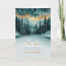 Tarjeta Festiva Bosque de Pinos de Año Nuevo Escribe Nuestra Propi