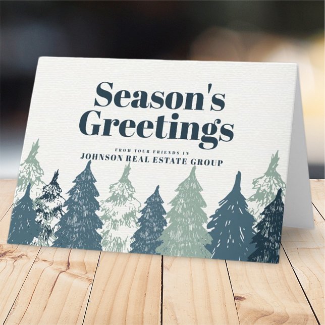 Tarjeta Festiva Bosque de pinos verdes | Saludos de temporada (Subido por el creador)