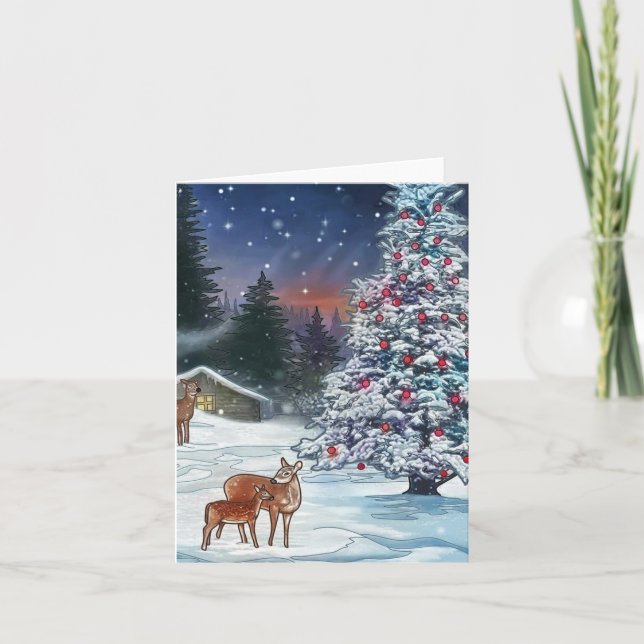Tarjeta Festiva Bosque de renos (Anverso)