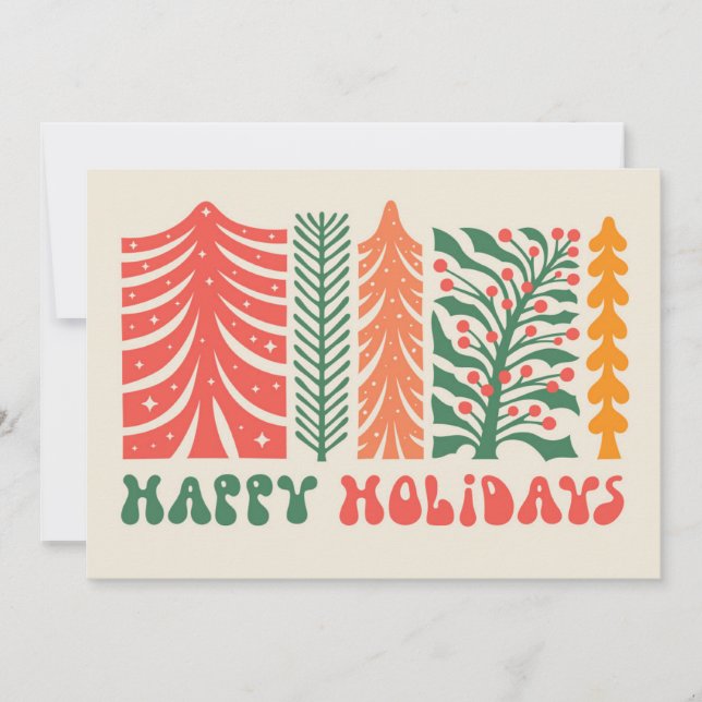 Tarjeta Festiva Bosque festivo retro (Anverso)