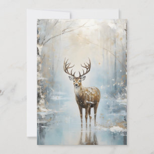 Tarjeta Festiva Bosque Invernal Ciervo del Bosque