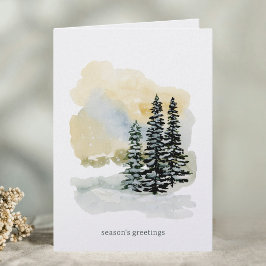 Tarjeta Festiva Bosque Invernal Encantado Acuarela