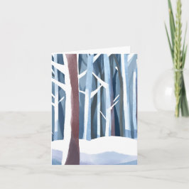 Tarjeta Festiva Bosque invernal nevado | Acuarela simple moderna