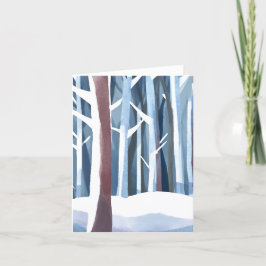 Tarjeta Festiva Bosque invernal nevado | Acuarela simple moderna