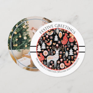 Tarjeta Festiva Bosque nórdico personalizado de los navidades