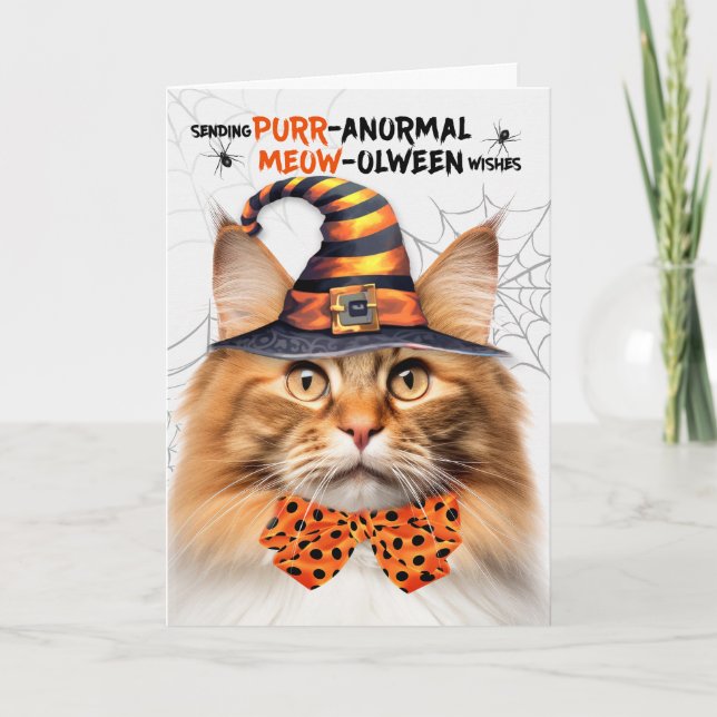 Tarjeta Festiva Bosque noruego PURRanormal de Tabby rojo (Anverso)
