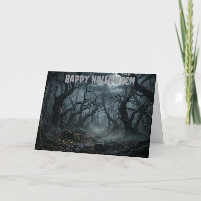 Tarjeta Festiva Bosque Oscuro Embrujado (Anverso)