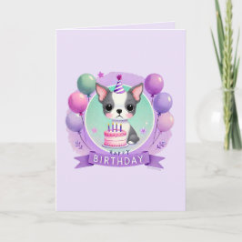 Tarjeta Festiva Boston Terrier Birthday Card