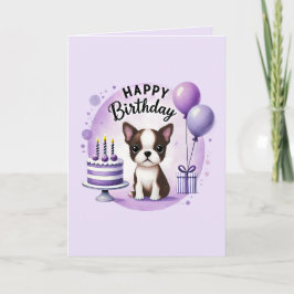 Tarjeta Festiva Boston Terrier Birthday Card