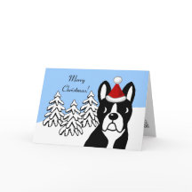 Boston Terrier Navidades Personalizado Snow Woods