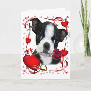 Tarjeta Festiva Boston Terrier subió para la madre