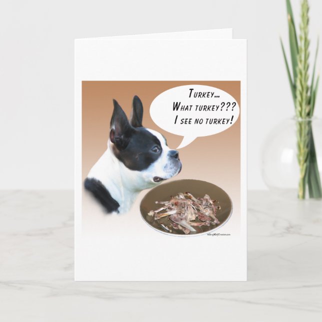 Tarjeta Festiva Boston Terrier Turkey (Anverso)