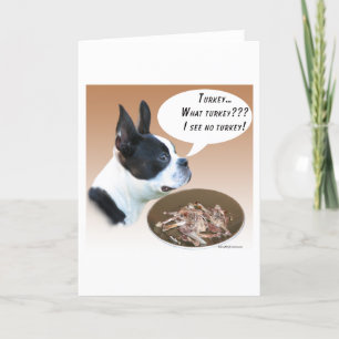 Tarjeta Festiva Boston Terrier Turkey