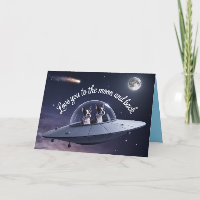 Tarjeta Festiva Boston Terrier Valentine Card (Anverso)