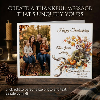 Tarjeta Festiva Botánica de otoño personalizada y foto
