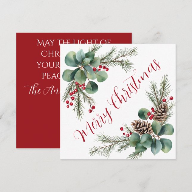 Tarjeta Festiva Botanical Christmas Card  (Anverso / Reverso)