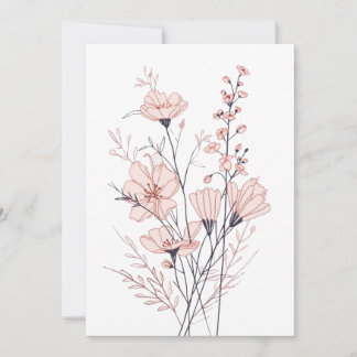Tarjeta Festiva Botanical Floral Illustration | Minimal Nature Aes