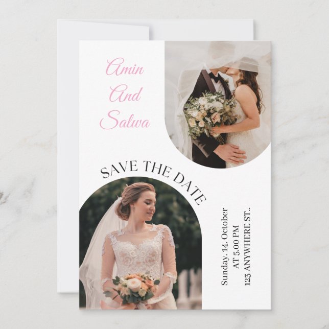 Tarjeta Festiva Botanical Minimal Wedding Invite | Green Floral |  (Anverso)