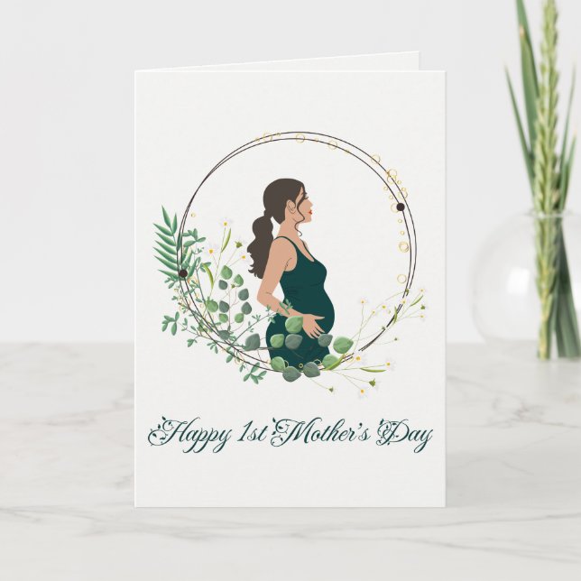 Tarjeta Festiva Botánico Feliz primer día de la madre para la futu (Anverso)