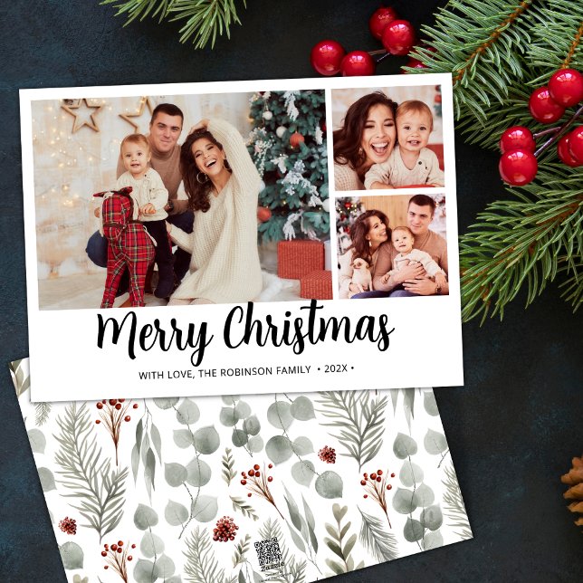 Tarjeta Festiva Botánicos de escritura moderna 3 Navidades de Coll (Subido por el creador)