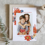 Tarjeta Festiva Botánicos de Invierno de Vintage Happy Holidays Ph<br><div class="desc">¡Felices Fiestas! Envíe sus saludos de vacaciones a la familia y amigos con esta tarjeta de foto botánica de personalizable. Tiene un ramo de flores acuáticas floridas de naranja, amarillo y rosa de invierno, con motivos florales a juego. Personalice agregando una foto, nombres, año y otros detalles. Esta tarjeta de...</div>
