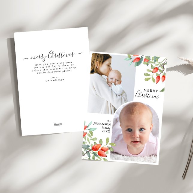 Tarjeta Festiva Botánicos de invierno Navidades elegantes 2 Foto (Subido por el creador)