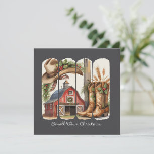 Tarjeta Festiva Botas de vaquera occidentales retro de pueblo pequ