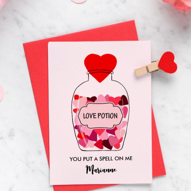 Tarjeta Festiva Botella de poción de amor de corazones personaliza (Subido por el creador)