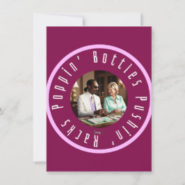 Tarjeta Festiva Botellas Poppin y Racks Pushin Mahj Martha & Snoop