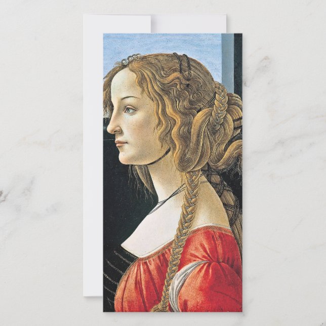 Tarjeta Festiva Botticelli - Retrato De Simonetta Vespucci (Anverso)