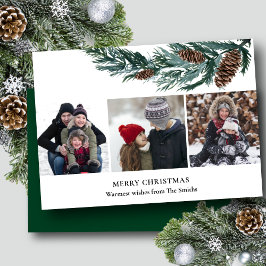 Tarjeta Festiva Bough de cono verde ruso 3 foto Minimalista