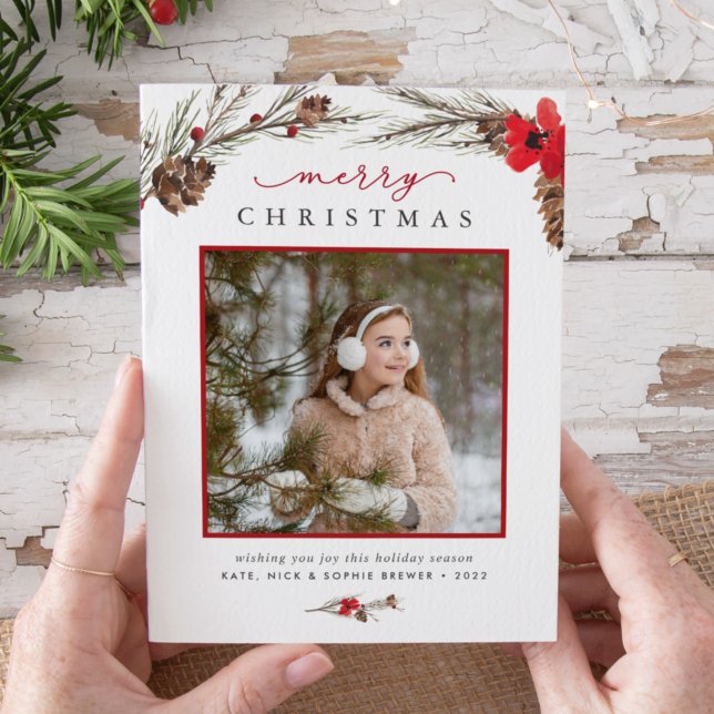 Tarjeta Festiva Bough rústico | Foto de Navidades (Subido por el creador)