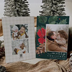 Tarjeta Festiva Bough rústico Foto de Navidades acuarelas